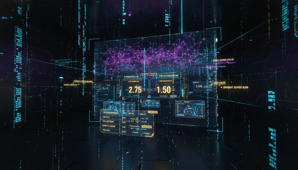 Futuristic visualization of AI-powered sports betting analysis and correlation detection