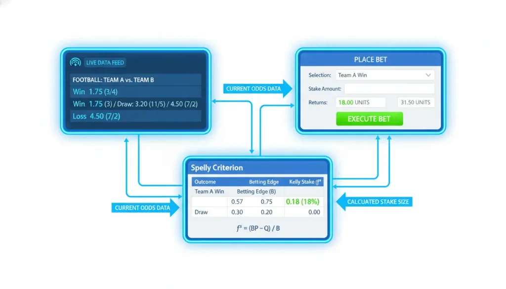 Integrated betting system workflow diagram showing connected tools and data flow