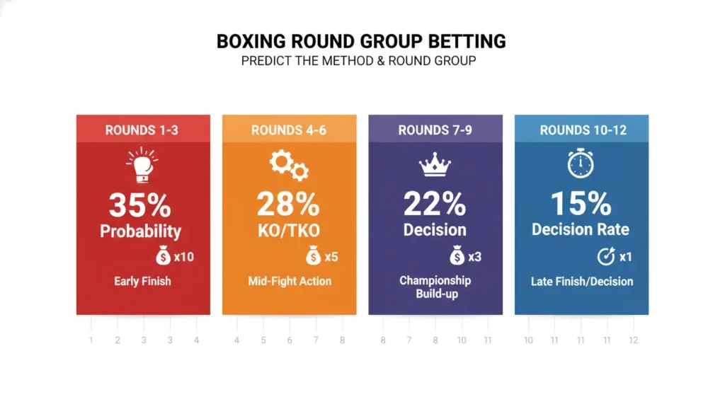 Boxing round group betting statistics and value analysis infographic