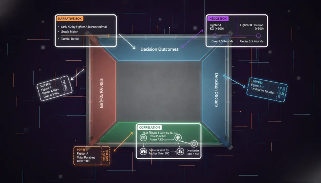Strategic board showing Same Game Parlay boxing combinations on football field