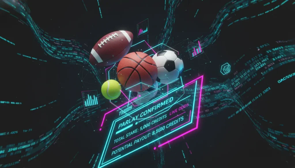 Multiple sports balls representing parlay and box betting strategies
