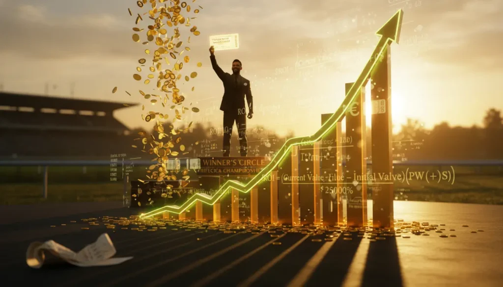 Trifecta betting success chart showing professional ROI growth