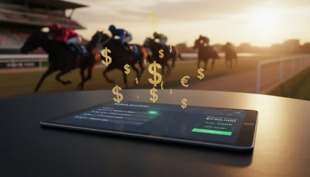 Trifecta box calculator showing ROI calculations for horse racing bets