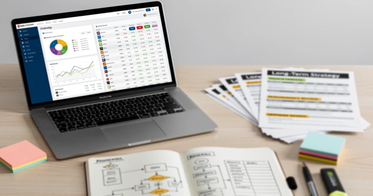 Strategic planning workspace with betting analysis materials and framework notes