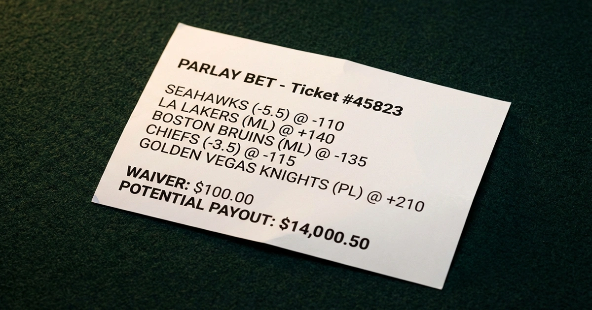 Betting slip showing multiple selections combined in a parlay bet