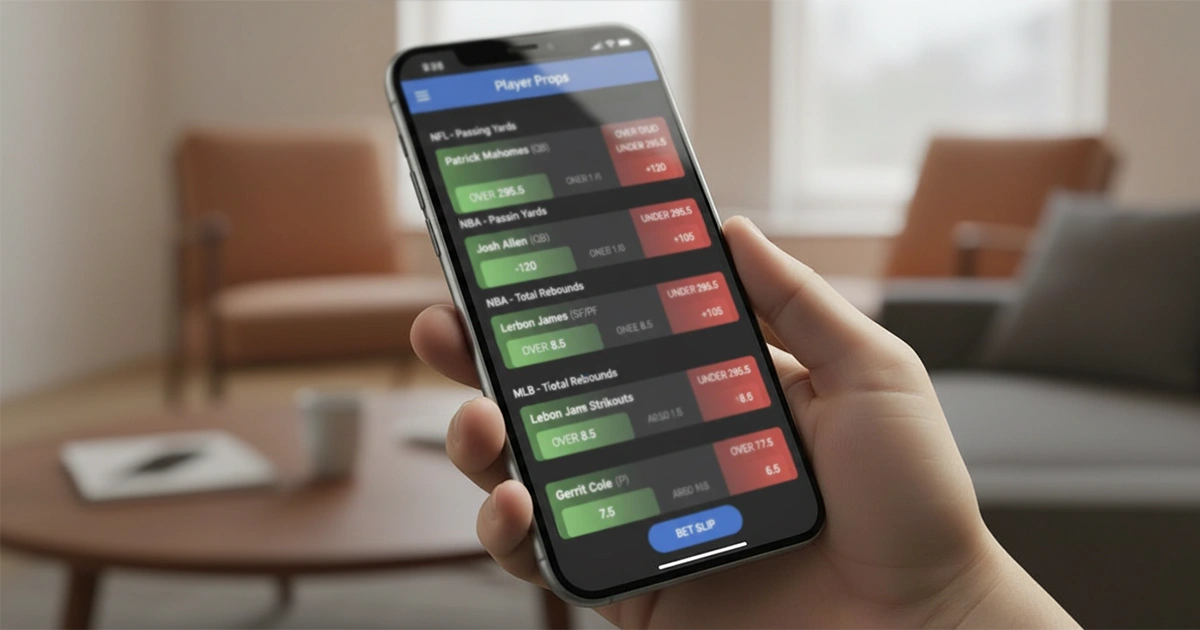 Sports betting interface showing player prop betting options