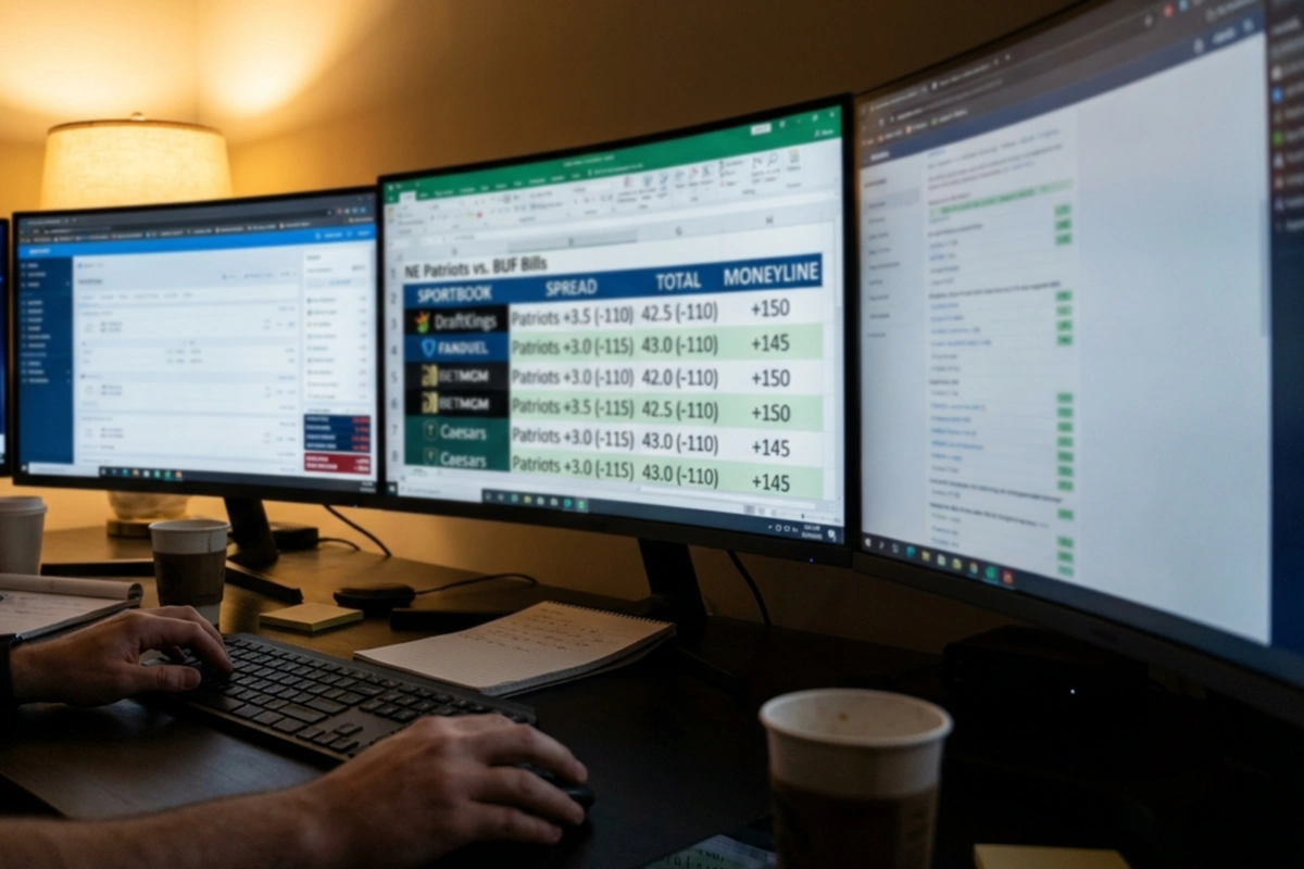 Multiple screens showing odds from different sportsbooks for line comparison