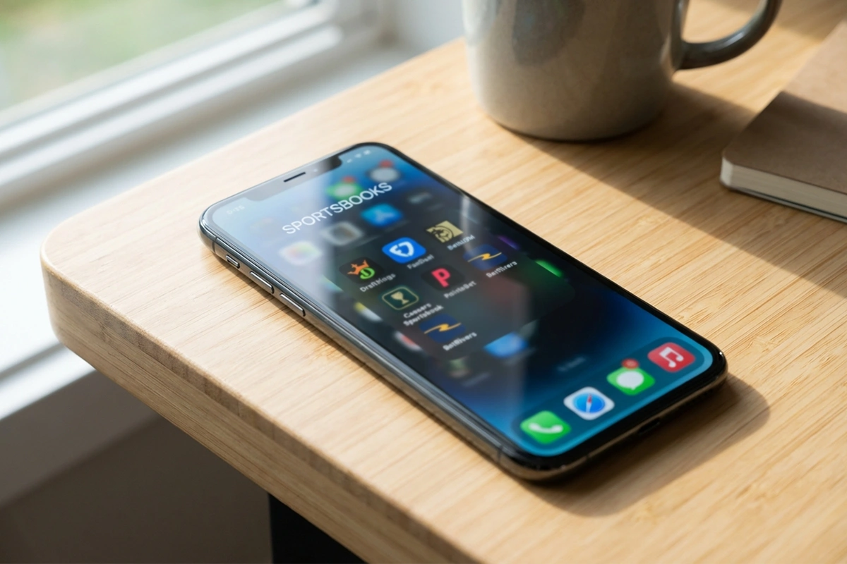 Smartphone displaying multiple sportsbook app icons on home screen