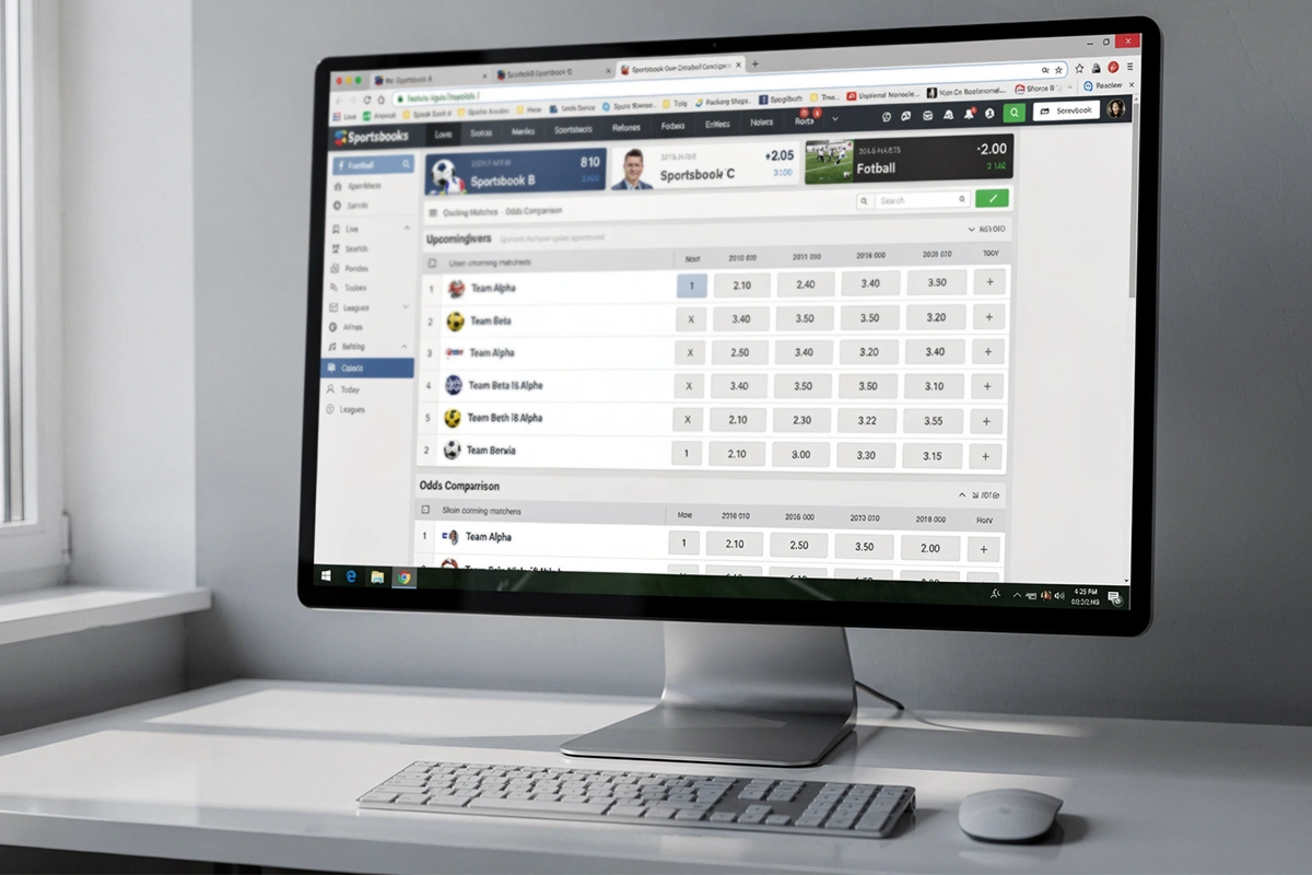 Multiple sportsbook interfaces showing different odds for the same match